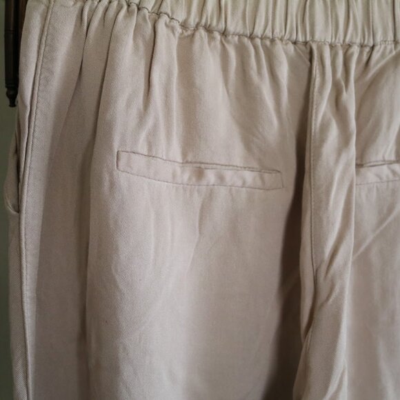 MNG Basics | Slim Tapered Cropped Ankle Drawstring Pants  - Khaki Tan, Size XS - Picture 9 of 13